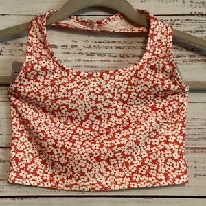 SHEIN Floral Red and White Halter Top